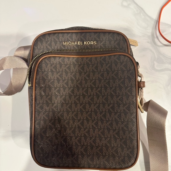 Michael Kors Handbags - Michael Kors Brown Logo-Print Belt Bag with Gold Hardware